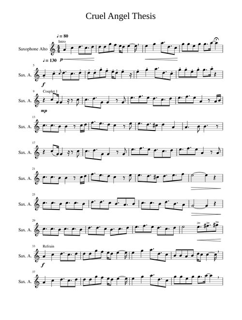 A Cruel Angel's Thesis Saxophone