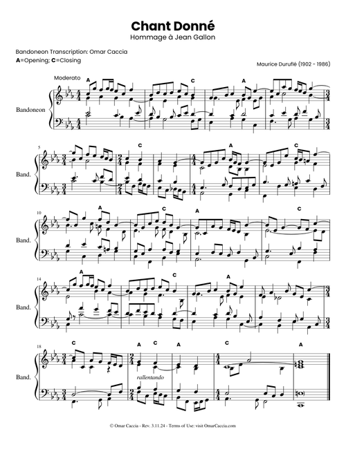 Chant Donné - Bandoneon Version - Maurice Duruflé