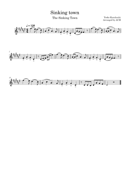 Sinking Town – Yoeko Kurahashi (Bb Clarinet)