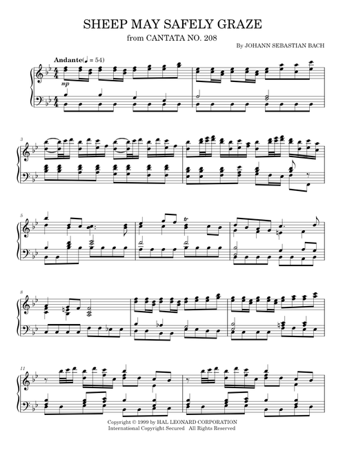 Sheep May Safely Graze - Johann Sebastian Bach (Piano Solo)
