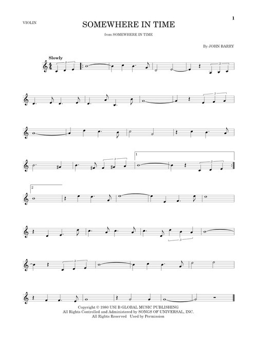 Somewhere In Time - John Barry (Violin Solo)