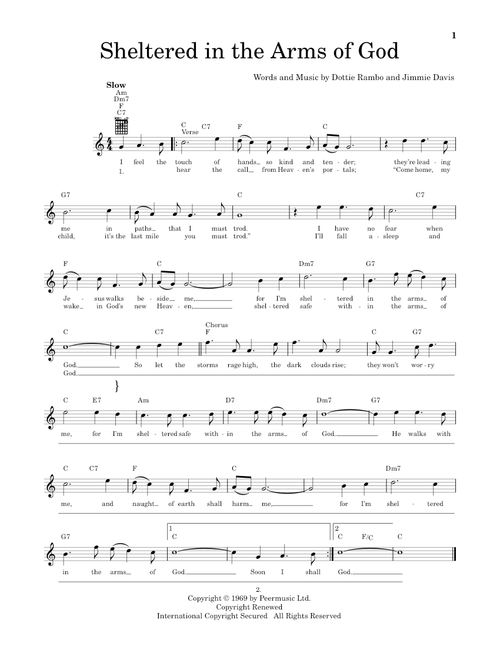 Sheltered In The Arms Of God - Dottie Rambo (Easy Guitar)