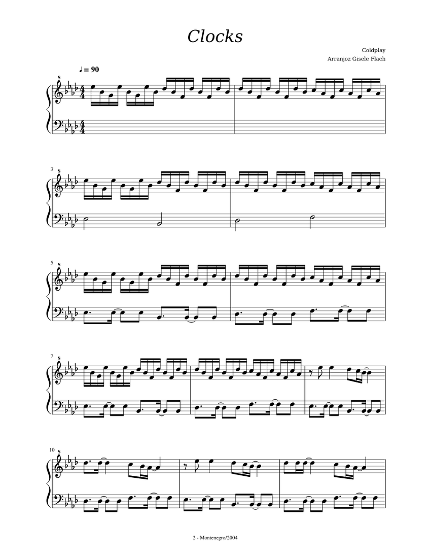 Coldplay Clocks Sheet Music for Piano (Solo) easy | MuseScore.com