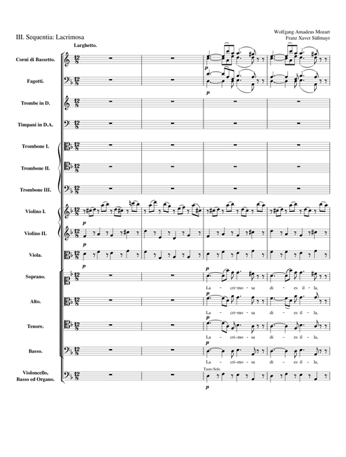 Requiem in D Minor, K. 626, III. Sequentia: Lacrimosa By W. A. Mozart