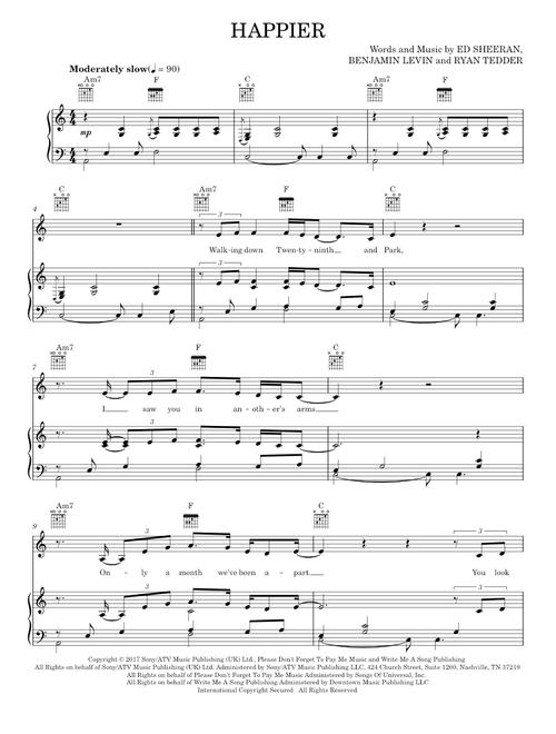 Happier - Ed Sheeran (Piano-Vocal-Guitar)