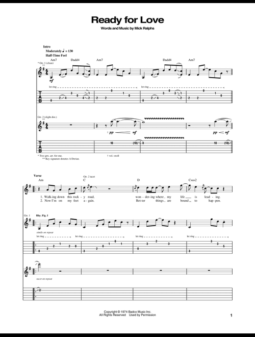 Ready For Love - Bad Company (Guitar Tab)