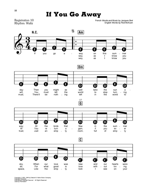 If You Go Away - Barbra Streisand (E-Z Play Today)