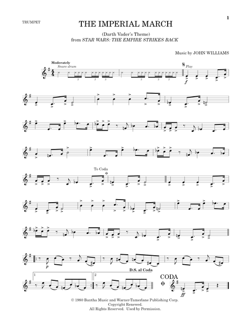The Imperial March (Darth Vader's Theme) (from Star Wars: The Empire Strikes Back) - John Williams (Trumpet Solo)