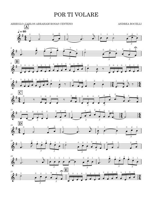 Por ti volare – Andrea Bocelli VIOLIN