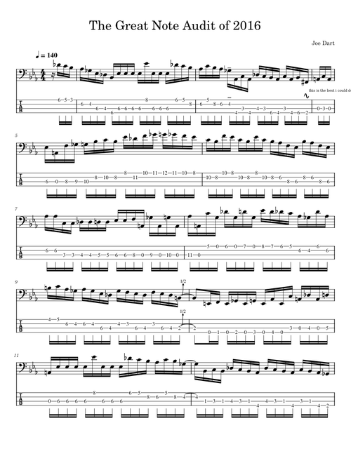 Joe Dart and Cory Wong Live Improv - Bass transcription