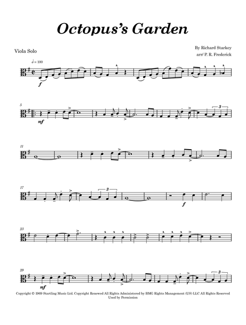 Octopus's Garden (Arr. P. R. Frederick) - The Beatles (Viola Solo)