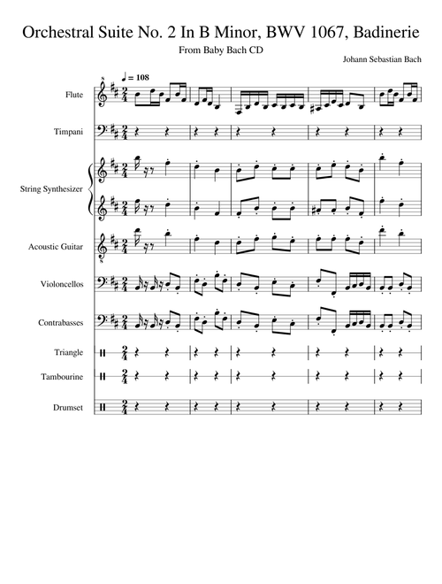 Orchestral Suite No.2 in B minor, BWV 1067 – Johann Sebastian Bach Orchestral Suite No. 2 In B Minor, BWV 1067, Badinerie - Baby Bach (1998 CD)