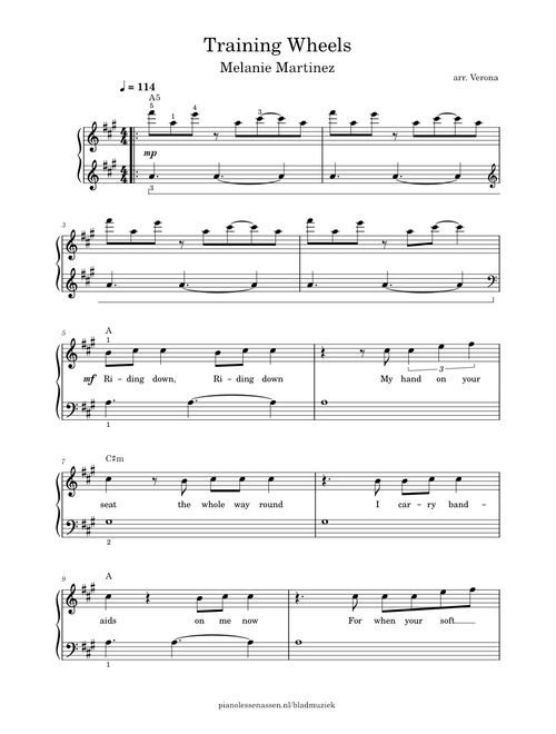 Training Wheels - Melanie Martinez (with fingering, lyrics & chords)