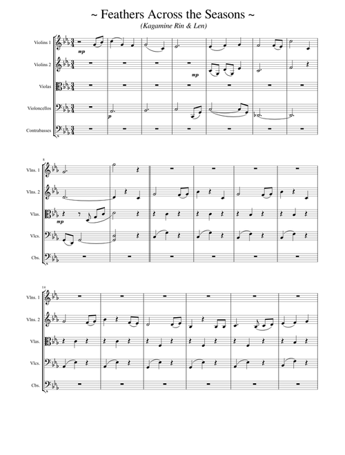 ~ Feathers Across the Seasons ~ (For String Quintet)