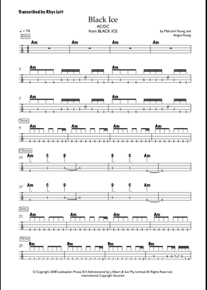 Play Official version of Black ice Sheet Music by AC/DC for Guitar
