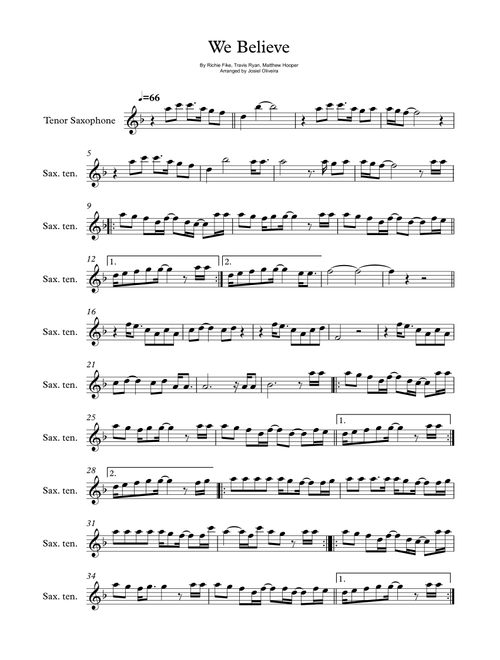 We Believe (Arr. Josiel Oliveira) - Newsboys (Tenor Sax Solo)