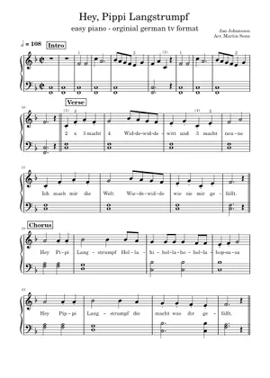 Hey pippi langstrumpf – Misc Children Sheet music for Guitar Hey pippi langstrumpf – Misc Children Sheet music for Guitar