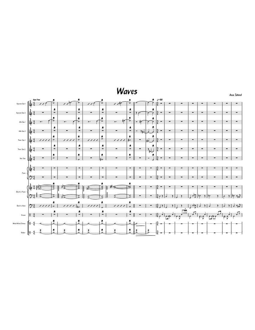 Waves - Sax Septet Composition Sheet music for Piano, Saxophone alto ...
