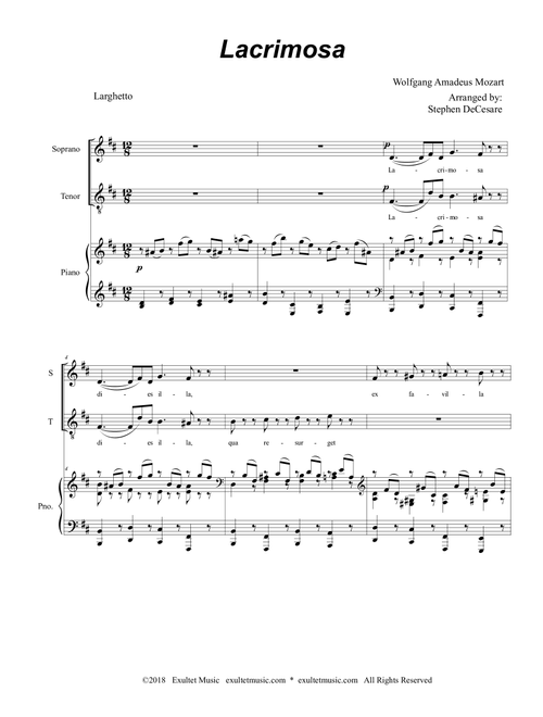 Lacrimosa (2-part choir - (Soprano and Tenor) (Arr. Stephen DeCesare) (Choral, 2-Part)