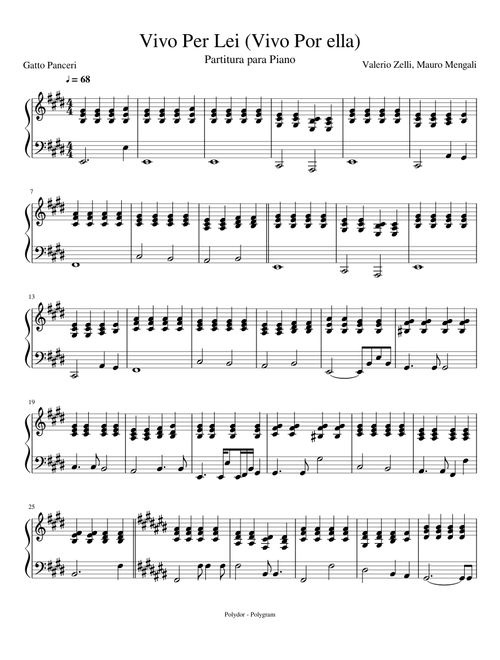 Vivo Per Lei (Vivo Por ella) - Piano