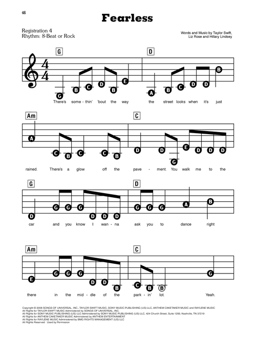 Fearless - Taylor Swift (E-Z Play Today)