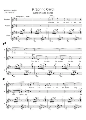 Carol Spring Spring Carol - William Cornish Sheet Music for Piano, Synthesizer ...