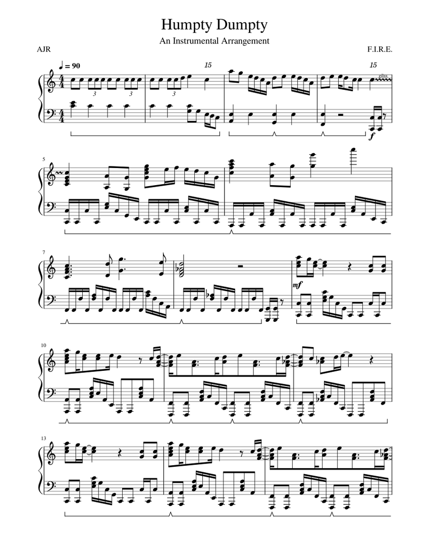 AJR - Humpty Dumpty Sheet Music for Piano (Solo) | MuseScore.com
