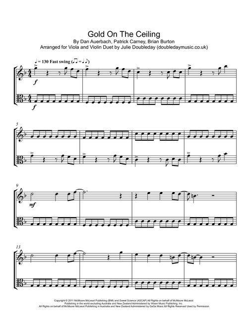 Gold On The Ceiling (Arr. Julie Doubleday) - The Black Keys (Instrumental Duet)