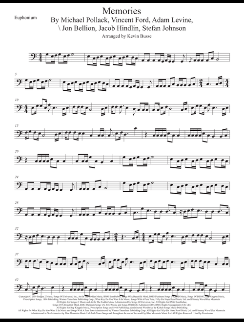 Memories (Arr. Kevin Busse) - Maroon 5 (Euphonium Solo)