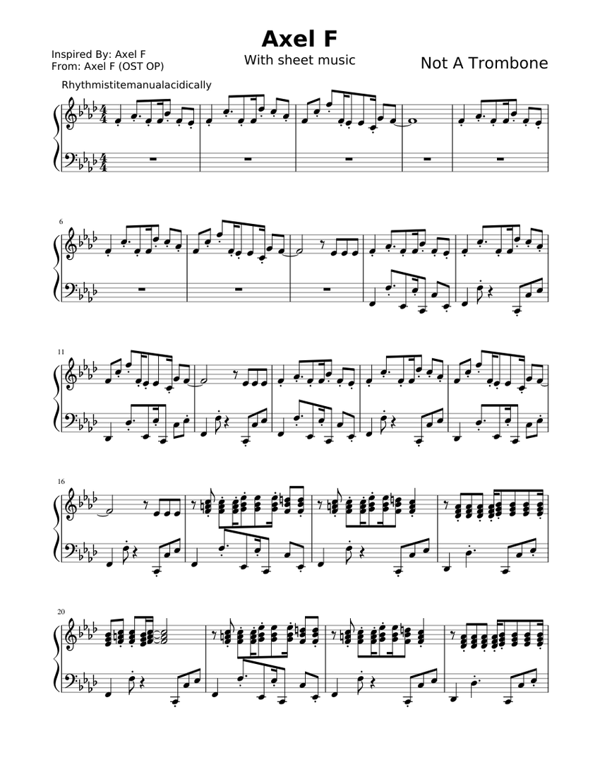 Axel f Sheet music for Piano (Solo)