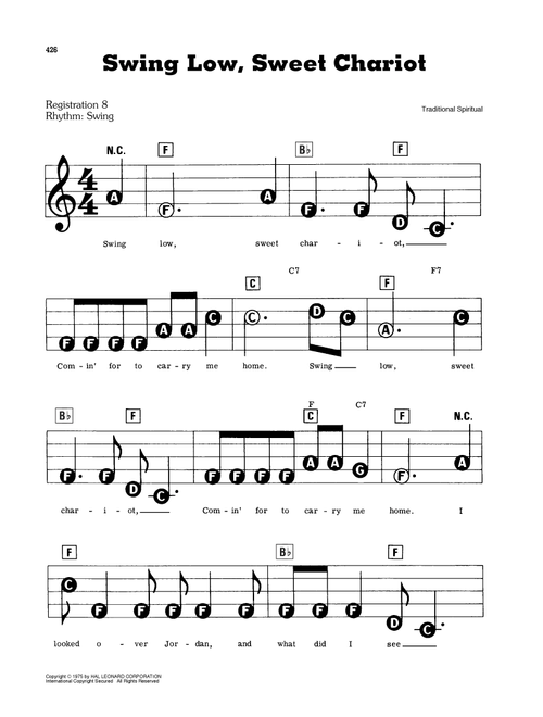 Swing Low, Sweet Chariot - Traditional Spiritual (E-Z Play Today)