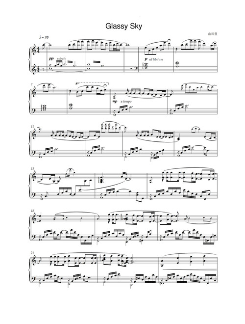 Glassy Sky (Arr. Yutaka Yamada) - Risa Gomamoto, Norio Aono (Piano Solo)