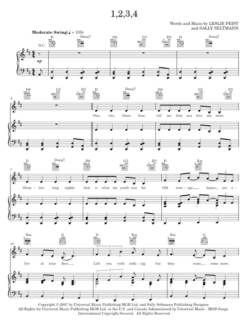 1234 - Feist (Piano-Vocal-Guitar)