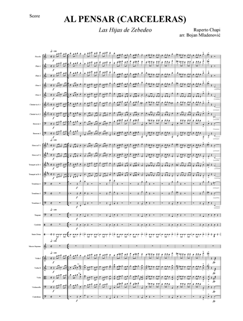 Al pensar (Carceleras) from Las hijas del Zebedeo (Arr. Bojan Mladenović) - Ruperto Chapi (Full Orchestra)