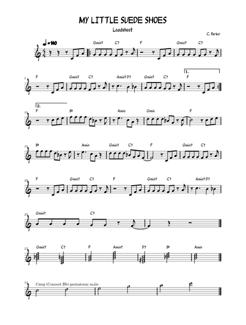 My little suede shoes – Charlie Parker for Bb Instruments