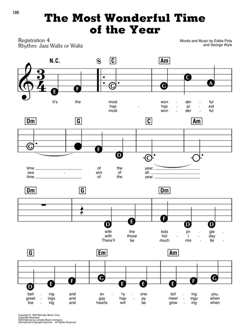 The Most Wonderful Time Of The Year - Andy Williams (E-Z Play Today)
