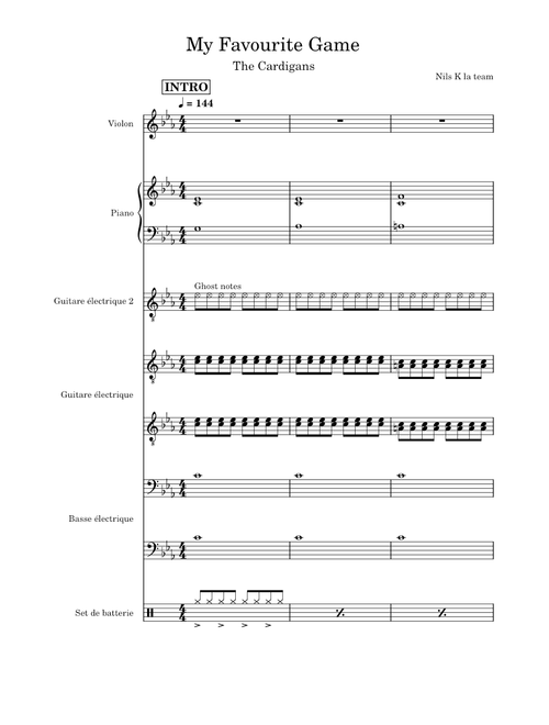My favourite game – The Cardigans (arr. for rock ensemble with keys and violin)