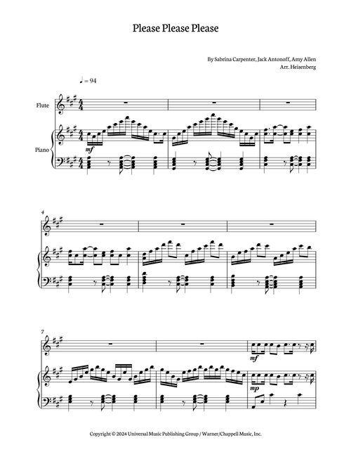 Please Please Please (Arr. Heisenberg) - Sabrina Carpenter (Flute and Piano)
