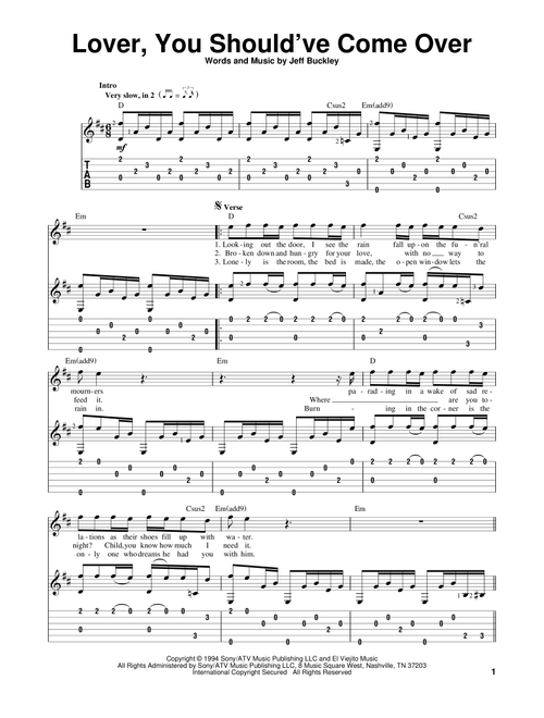 Lover, You Should've Come Over - Jeff Buckley (Solo Guitar)