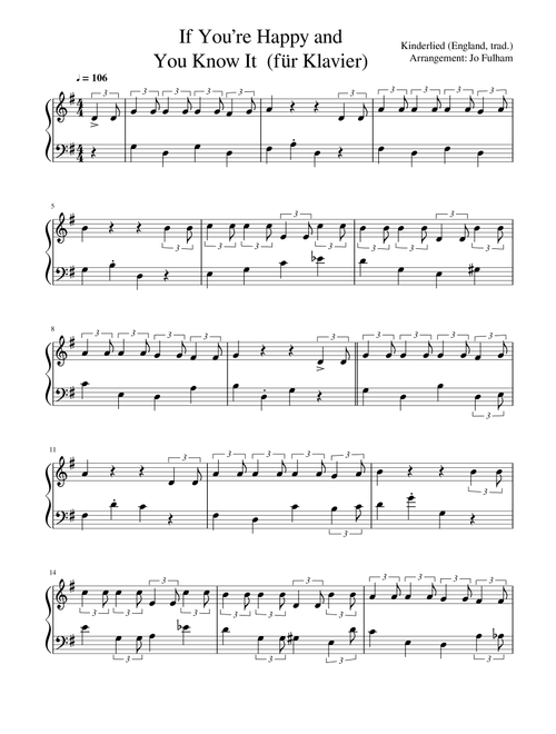If You’re Happy and You Know It (für Klavier) (Arr. Jo Fulham) - Traditional (Piano Solo)
