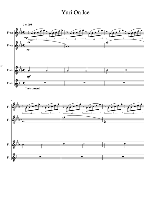 Yuri On Ice for 4 flutes
