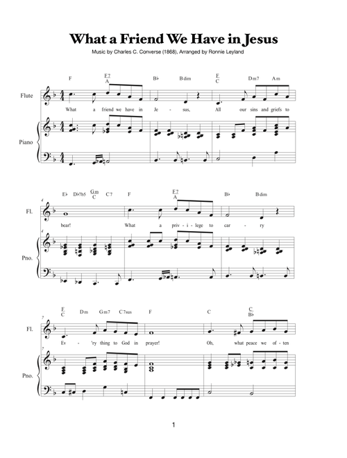 What a Friend We Have in Jesus (Arr. Ronnie Leyland) - Music by Charles C. Converse (1868) (Instrumental Duet)