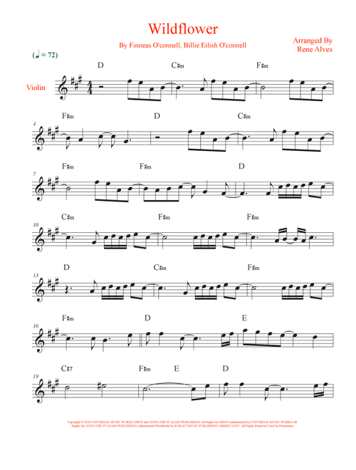 Wildflower (Arr. Rene Alves) - Billie Eilish (Violin Solo)