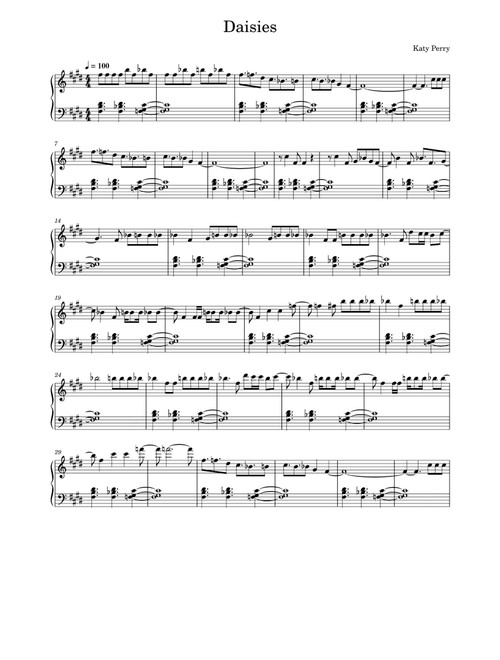 Daisies (Arr. Katy Perry) (Piano Solo)