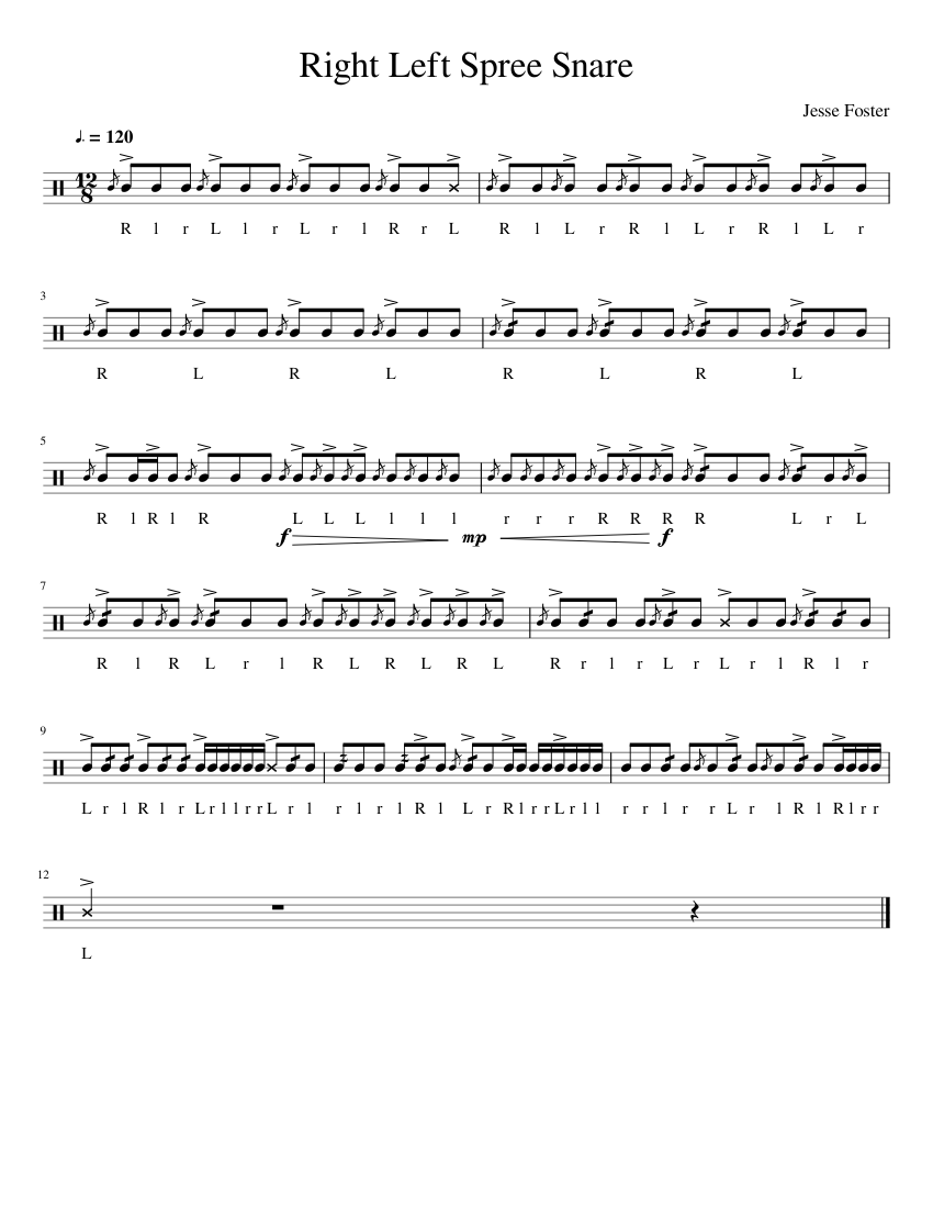 Right Left Spree Snare Sheet music for Snare drum (Solo)