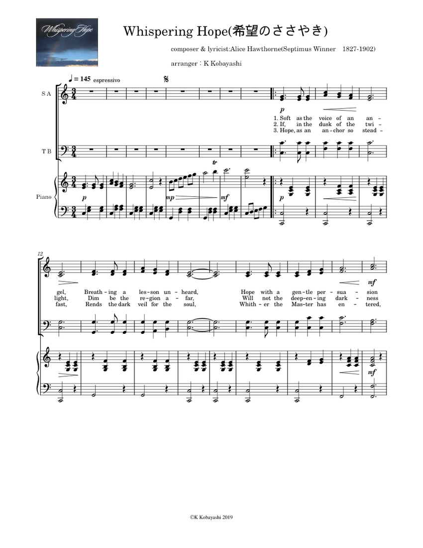 Whispering Hope(希望のささやき) - Alice Hawthorne Sheet