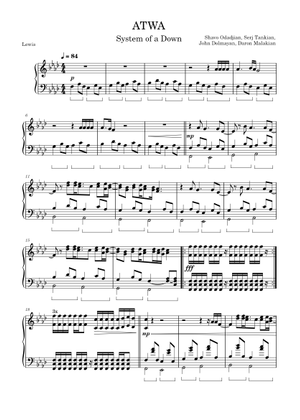 Atwa – System of a Down ATWA – System of a Down ATWA-DCI Sheet Music ...