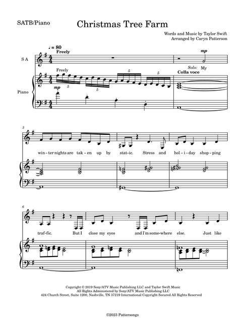 Christmas Tree Farm (Arr. Caryn Patterson) - Taylor Swift (Choral, SATB)