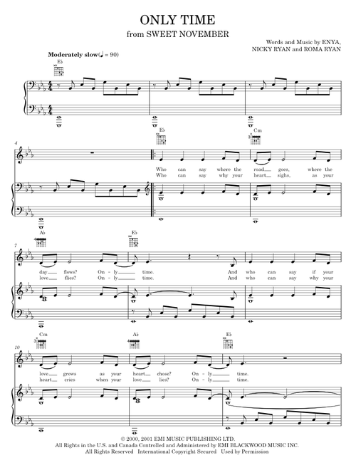 Only time - Enya (Piano-Vocal-Guitar)