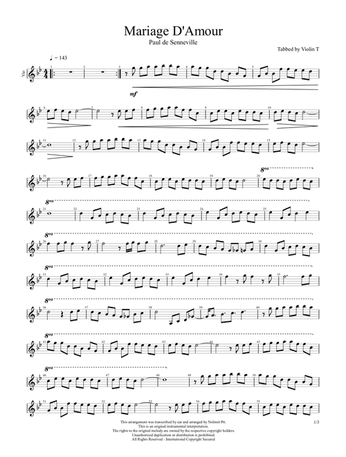 Mariage d'Amour - Rïchard Clayderman (Violin Solo)